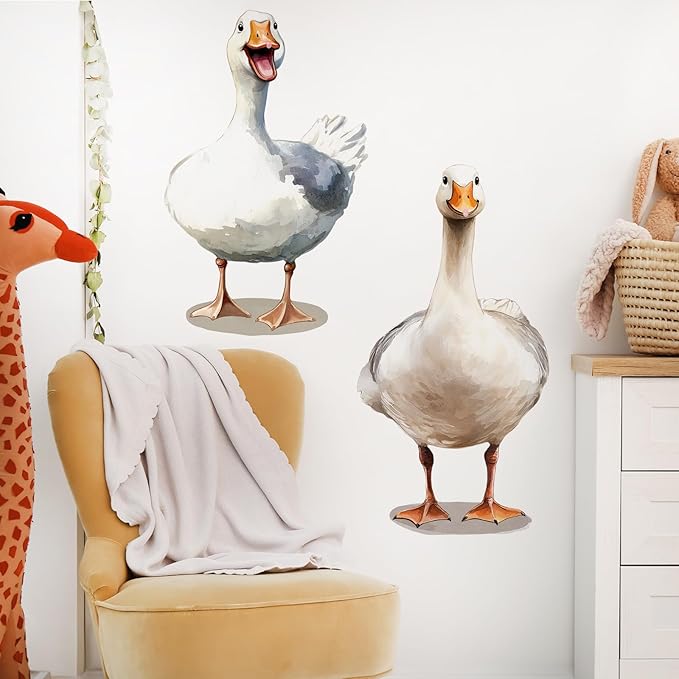 Duck Wall Decals Removable Farm Animal Vinyl Stickers for Nursery Living Room and Kids Playroom Country Poultry Decor Peel and Stick Wall Art