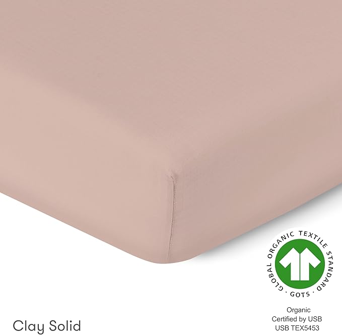 Newton Baby Fitted Mini Crib Sheets (2-Pack) | Organic Muslin Cotton, Breathable & Soft Baby Sheets, Washable Baby Mattress Sheets, Fits Mini Crib Mattresses 24" x 38", Clay
