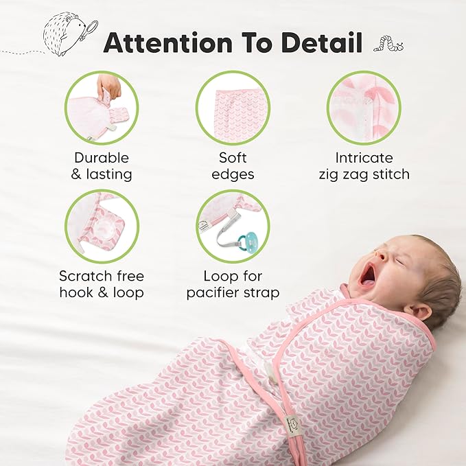 3-Pack Organic Baby Swaddle Sleep Sacks - Swaddles for Newborns, Infant 0-3 Months, Baby Girls, Boys, Soft & Snug Newborn Sleep Sack, Nursery Swaddling Blankets (Blossom)