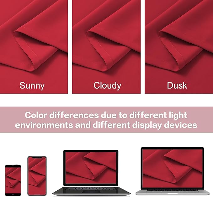 DUALIFE Extra Long 132 Inch Curtains Red Back Tab Loop Pocket Thermal Insulated Blackout Curtain Drapes for High Ceiling Living Room 52 by 132 Inch 11 FT/Foot Length 2 Panels