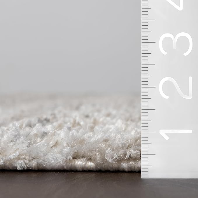 nuLOOM Brooke Shag Tasseled Area Rug - 2x8 Runner Shag Rug Casual Ivory Rugs for Living Room Bedroom Dining Room Nursery Entryway Hallway