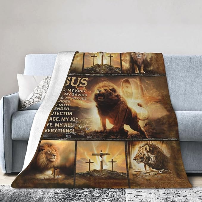 Lion Throw Blanket - Soft, Cozy, Warm Fuzzy Fleece - Men & Women - Couch, Sofa, Bed - 50"X40"