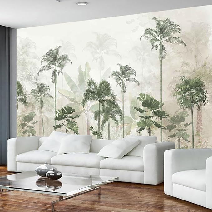 Tropical Forest Landscape Design Mural, Wallpaper can be Used to Decorate The Bedroom, Living Room, Bathroom Background Wall（Not Peel and Stick）