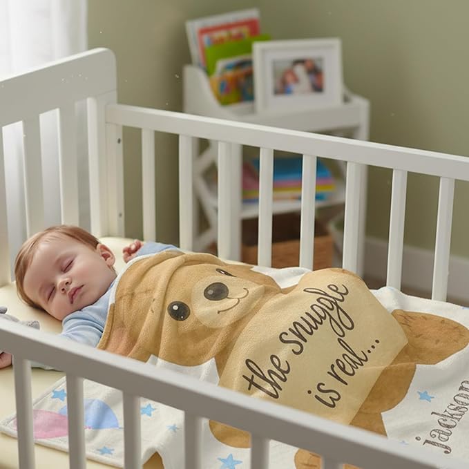 Ships from The US, Personalized Baby Blanket for Boy, Custom Baby Blanket for Kids Soft Flanne Blankets in Easter Personalized Baby Gifts for Infant Newborn Shower (Yellow)