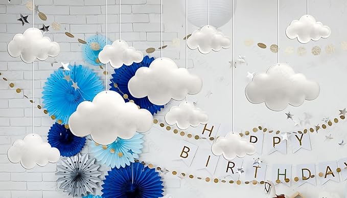 10Pcs 3D Cloud Decorations Hanging Clouds for Room Ceiling Decor Felt White Clouds for Baby Shower Wedding Party Backdrop Nursery Classroom Decor (10pcs White Clouds)