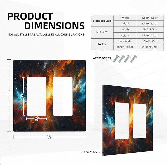 Outlet Covers Cosmic Outer Space Nebula Explosion 2 Gang Light Switch Cover Plate Double Rocker Switch plate Covers Decorative Wall Plates Electrical GFCI Receptacle for Home Decor