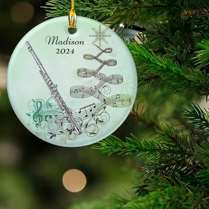 wowcugi Flute Ornament Personalized Instrument Ornaments for Christmas Tree Xmas Tree Decorations Keepsake Gifts for Band Instruments Music Lovers