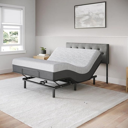 Celestial Sleep Aurora Adjustable Bed Base (Frame) + 8 inch Gel Memory Foam Mattress (Firm), Easy Assembly, Head and Foot Lift, Zero Gravity, Memory Positions, CertiPUR-US Bed - Queen