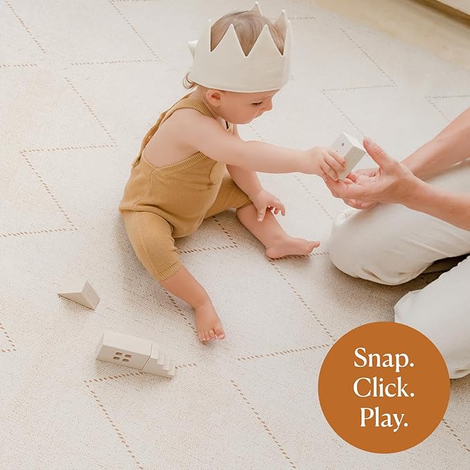 Toddlekind Playmat - Premium Foam Playmat, 4 x 6 feet, 6 Tile Extra Thick Foam Floor Puzzle Mat for Babies/Toddlers Stylish, Non-Toxic, Odorless. Perfect for Tummy Time & Play. 0m+ (Off White)