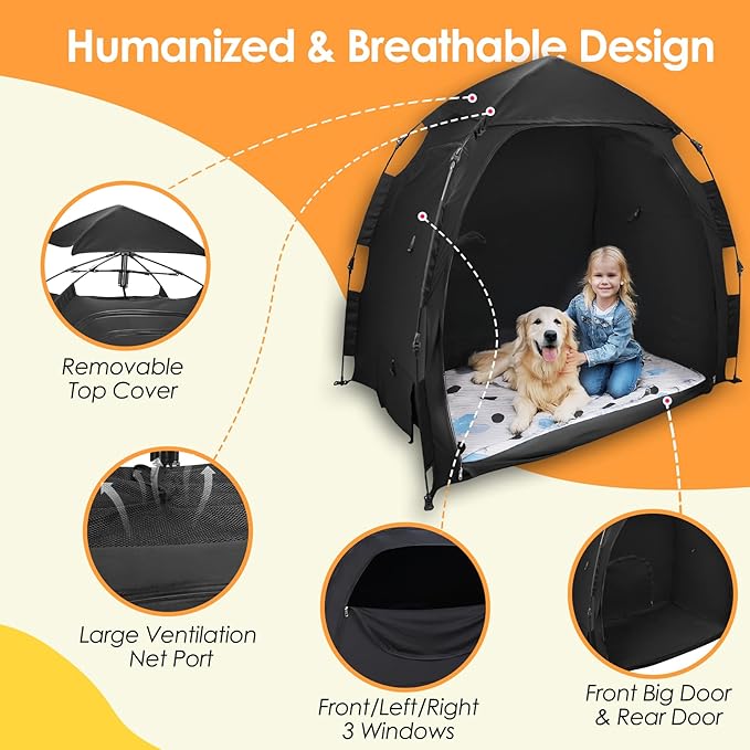 Blackout Tent for Pack N Play, Foldable Travel Sleep Tent for Cribs, Double-Sided Zipper, Breathable Blackout Baby Toddler Bed Canopy Cover, Fan & Monitor Pouch, NOT FIT Full-Size Cribs