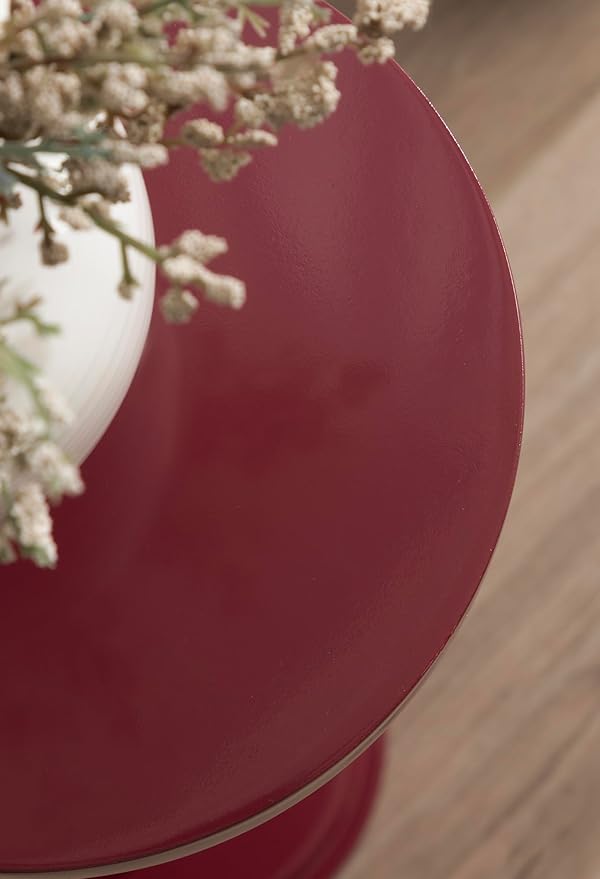 Kate and Laurel Wegner Transitional Wooden Round Drink Table, 8 x 8 x 23, Gloss Red, Modern Durable Pedestal Table for Use as Indoor Plant Stand, or Decorative Living Room Decor Accent