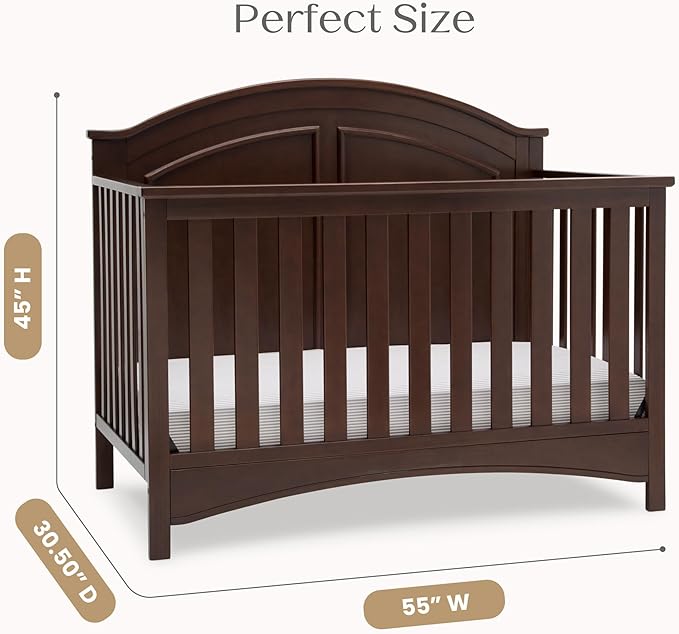 Delta Children Perry 6-in-1 Convertible Crib - Greenguard Gold Certified, Walnut Espresso