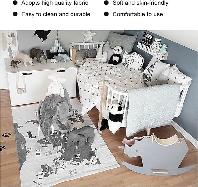 World Map Pattern Baby Play Mat Soft Foldable Large Size Play Mat for Kids Infants Toddlers Indoor Outdoor Use Cloth Material 143 x 85cm