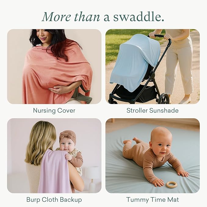 PurComfy Supersoft Swaddle Blanket, Premium Bamboo Viscose Baby swaddling Blankets for Newborns, Lightweight & Breathable Swaddle Blankets for Boys and Girls, 47” x 47”, Neutral Baby Essentials