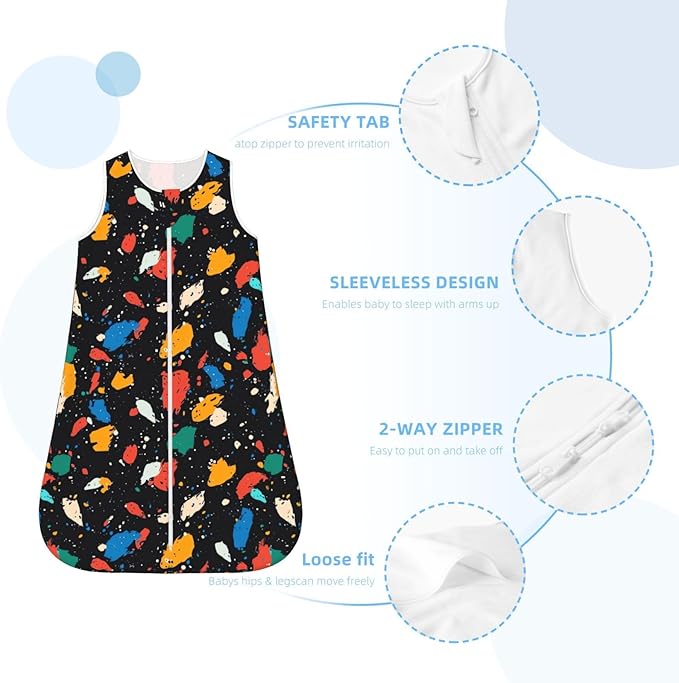 Baby Sleep Sack Sleeveless Sleeping Bag Wearable Blanket Soft Breathable Toddler Sleep Bag Colorful Dinosaur