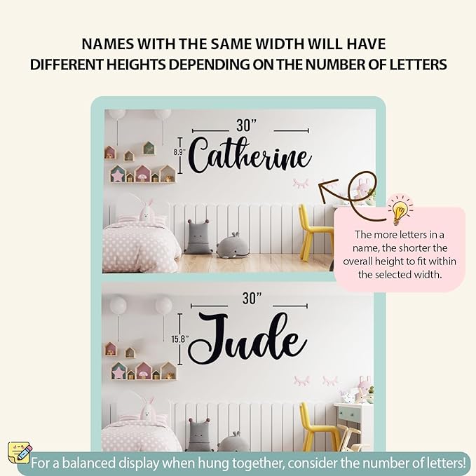 Personalized Name Sign for Nursery - Custom Wooden Name Signs for Kids Room, Personalized Nursery Name Sign - Perfect Baby Room Decor, Wall Name Decoration & Wedding signs, Family Name Signs (First Name & Middle Name)