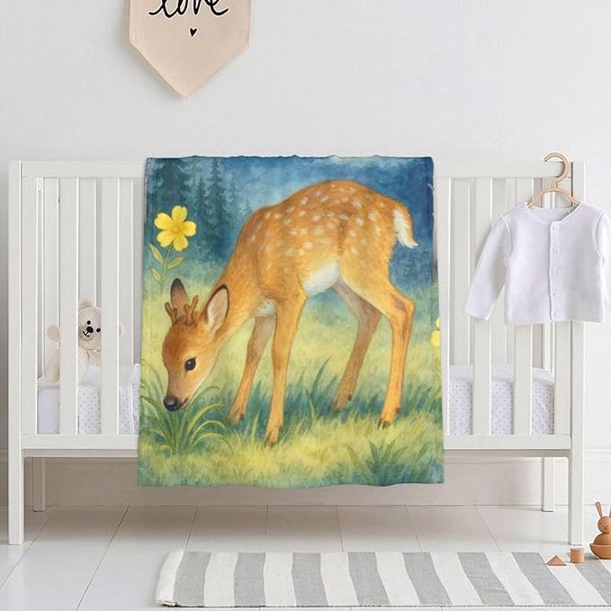 Ship Next Day Personalized Baby Blanket for Kids, Custom Baby Blanket with Name, Super Soft Flannel Blankets, Custom Deer Animal Blankets Baby Gifts for Christmas.