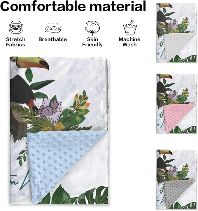 Personalized Baby Blanket with Name – Toucan Pattern Soft Receiving Blanket for Newborn Boys, Custom, Hunting Theme Nursery Decor for Toddlers