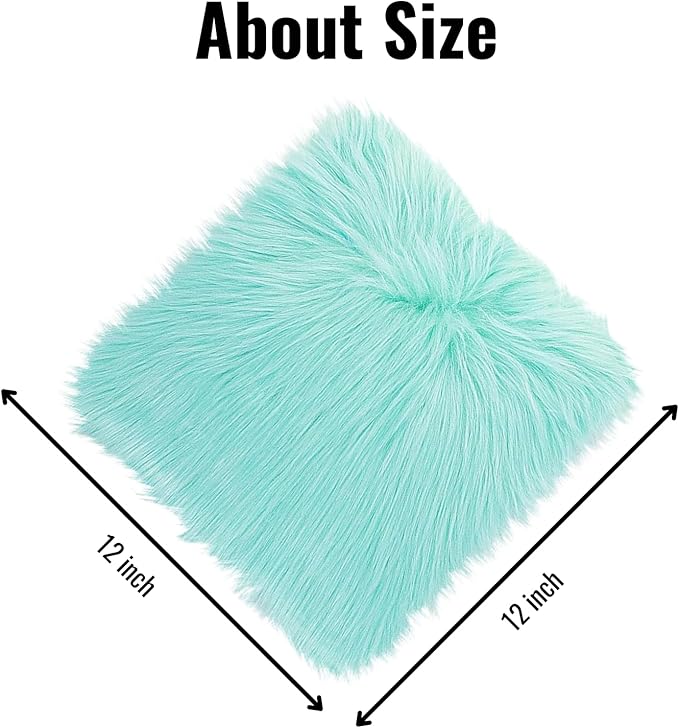 12inch Square Small Faux Fur Sheepskin Cushion Soft Plush Area Rug,Photo Background for Small Product Desktop Photography,Display and Decor,Jewelry,Nail Art,Locker Accessories (Blue)