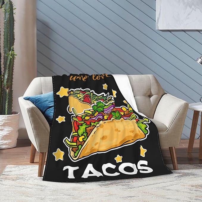 Taco Blanket for Girls Just Girl Who Loves Tacos Throw Blanket Soft Cozy Warm Fuzzy Fleece Tacos Food Bedroom Decor Blanket Gifts for Kids Women Men Adults Couch Sofa Bedding 50"X40"