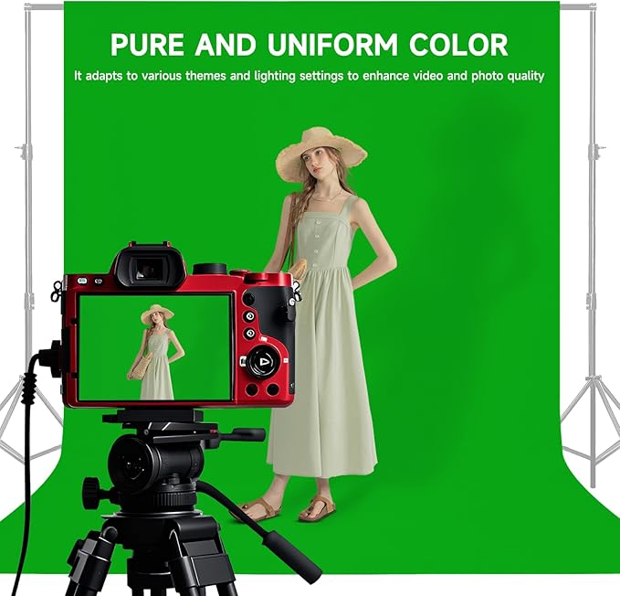YSKE-Y2 Heavy Duty Photo Backdrop, 10x8ft Green Seamless Fabric Background Photography Backdrop Curtain Screen for Photoshoot Video Studio Party