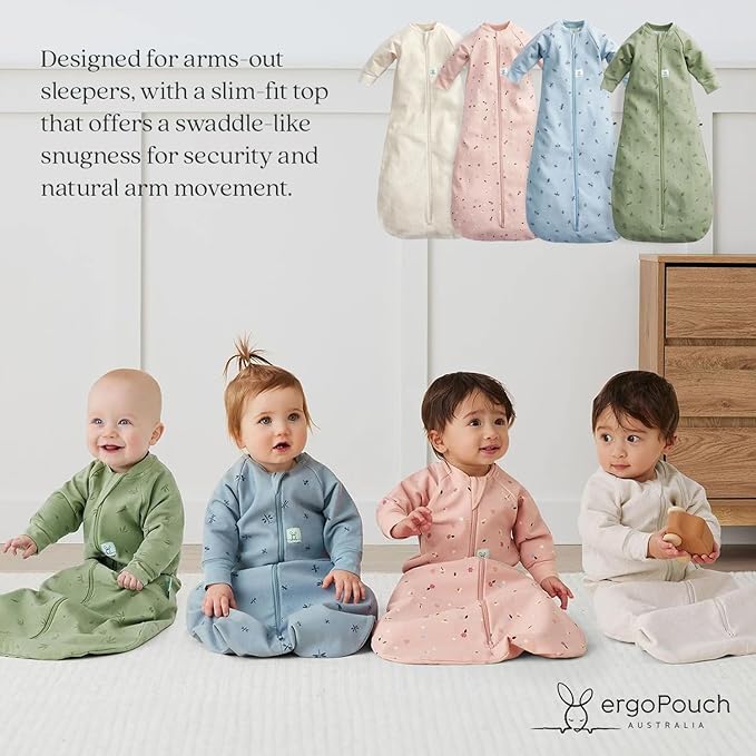 ergoPouch Jersey Sleeping Bag 3.5 TOG – Arms-Out Baby Sleep Sack, Ideal Transition from Swaddling, Slim Fit Keeps Baby Secure & Comfortable, Soft Breathable Fabric (3–12 Months, Dragonflies)