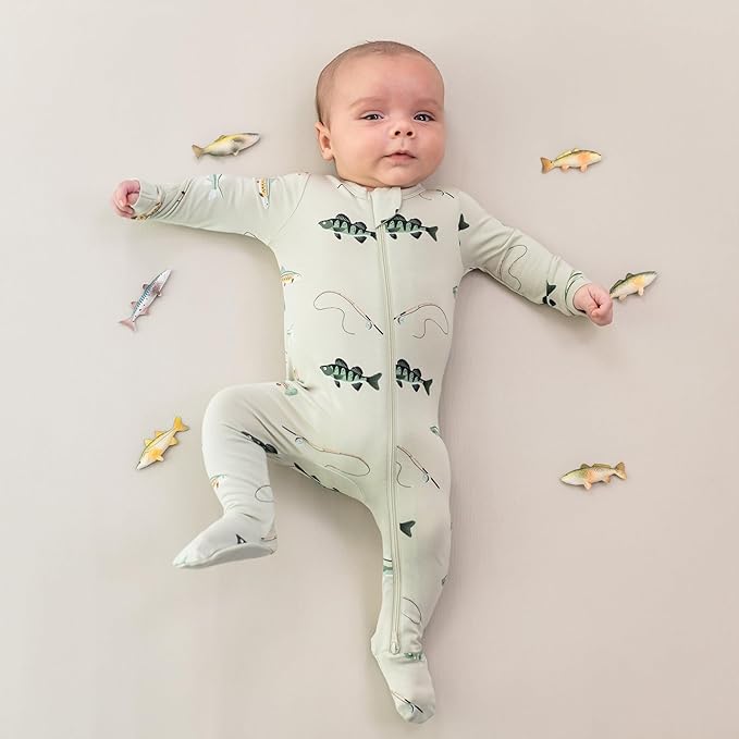 KYTE BABY Unisex Zipper Closure Footies, Rayon Made From Bamboo, 0-24 Months