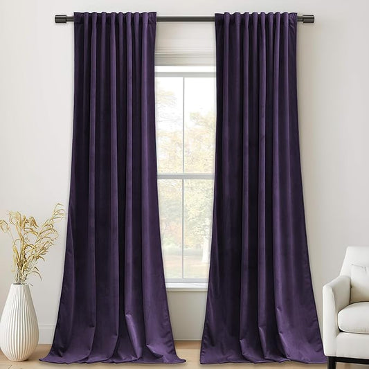 StangH Velvet Curtains Room Darkening, Thermal Insulated Drapes for Bedroom Living Room, Purple Orchid Color Window Treatment, 52 x 108 Inch, 2 Panels