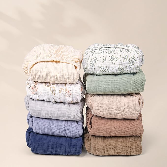 lulumoon Baby Muslin Crib Sheets - Toddler Cotton Fitted Crib Sheets Neutral for Boys and Girls 2Pack