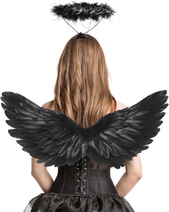 Angel Wings, Feather Angel Wings and Halo, Angel Wings Costume for Adult Kids Women Girls Halloween
