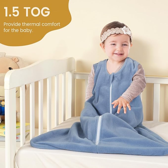 PHF 3 Pack Warm Micro-Fleece Baby Sleep Sack 12-18 Months, Soft Baby Wearable Blanket, 2-Way Zipper Sleeping Bags, Comfy Toddler Sleeping Sack for Boys, Large Size, Space