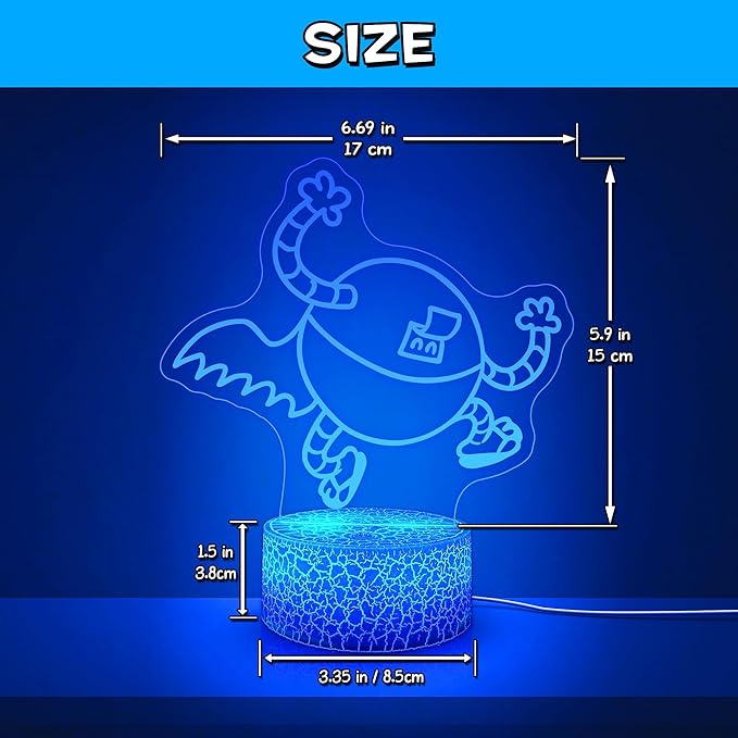 Officially Licensed Dog Man Night Light - Lightning Dude LED Glow Light with Removable 7 Colors Base, Kids Bedroom Decor Bedside Lamp, Night Light for Kids, Christmas Birthday Gifts for Boys & Girls