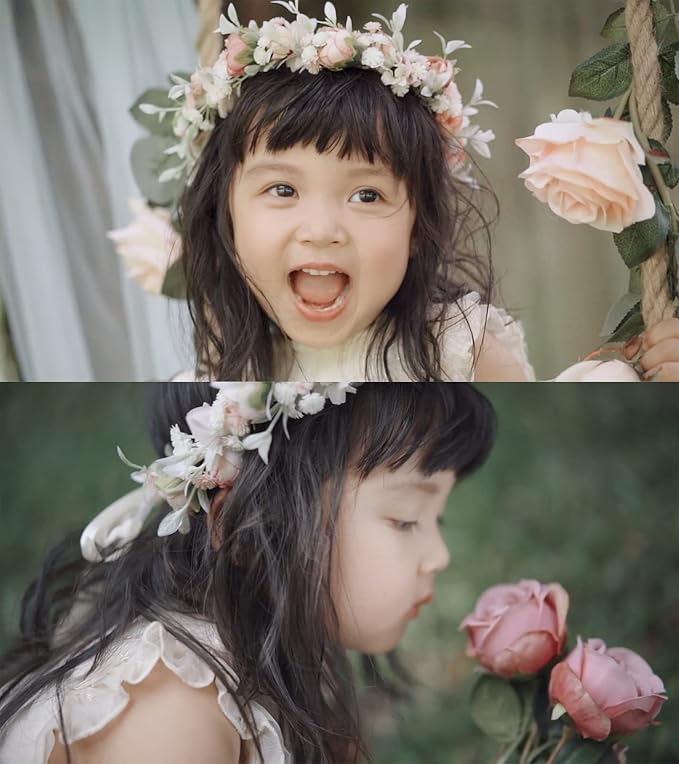 Floral Fall Camellia Flower Crown Rose Headpiece Wedding Bridal Flower Girl Halo Maternity Photo Props FL-03