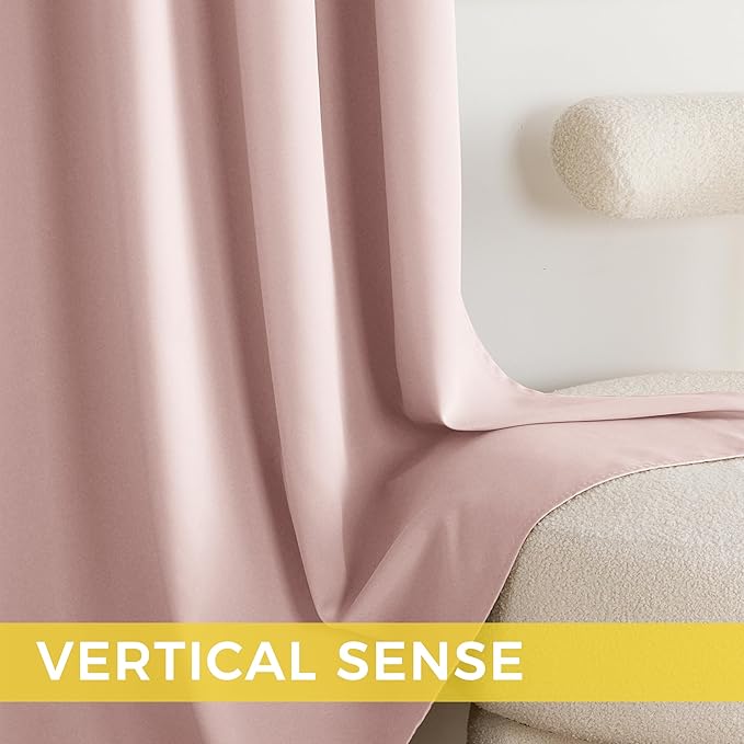 NICETOWN Blush Pink Room Darkening Curtains 36 Inches Long 2 Panels for Girls Room, Bedroom, Nursery Thermal Insulated Blackout Drapes Solid Grommet Noise Reducing Window Curtains, W40