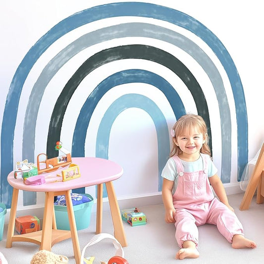 Large Boho Rainbow Wall Decals, Colorful Peel and Stick Fabric Nursery Wall Decor, Removable Home Room Wall Decor Murals Stickers for Kids Girls Toddler Bedroom Living Room Playroom