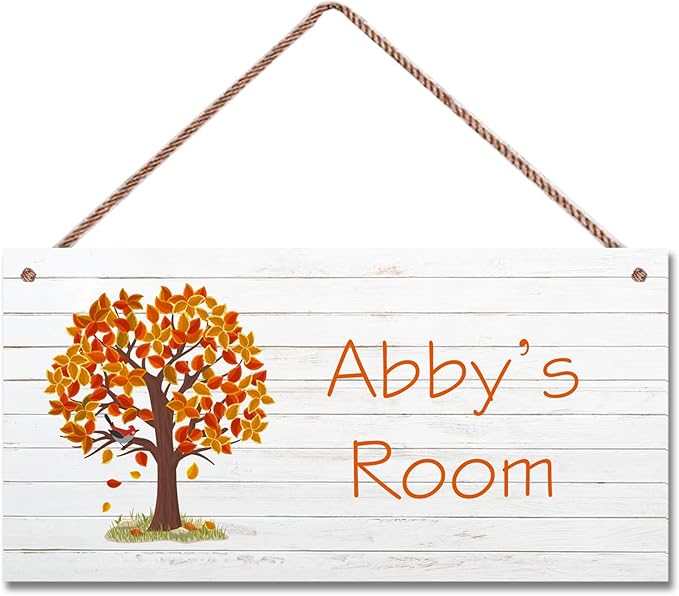 Personalized Sign Tree Wall Art Decor For Kids Room Custom Name Leaves Door Décor For Little Man Cave, Nursery Art Plate For Boys Room Girls Bedroom