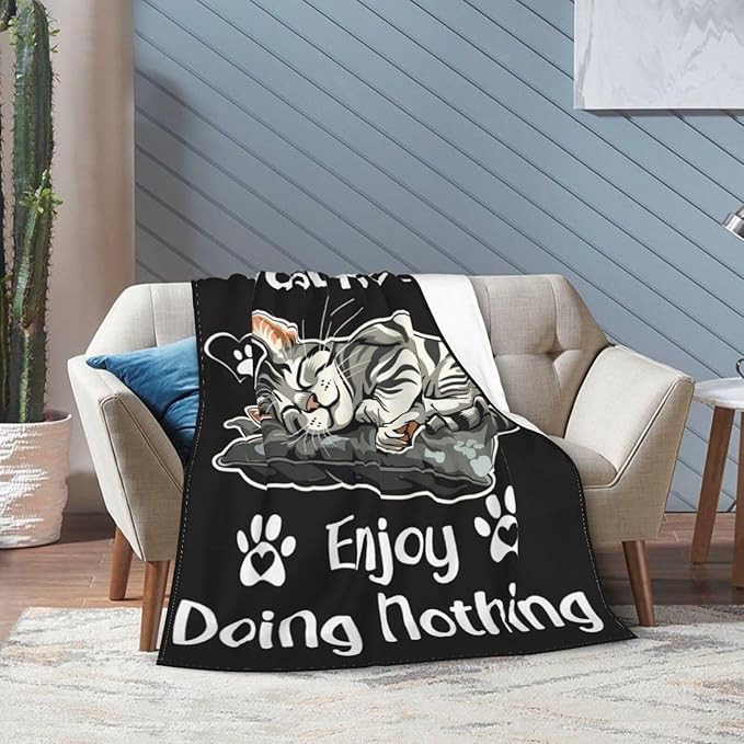Cat Blanket Funny Cats Throw Blanket Animals Flannel Stuff Merch Cozy Decor Fleece Soft Plush Fuzzy Warm Lightweight Bedding Cats Lover Gifts for Women Men Girl Boy Couch Soft 60"X50"