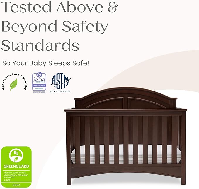 Delta Children Perry 6-in-1 Convertible Crib - Greenguard Gold Certified, Walnut Espresso