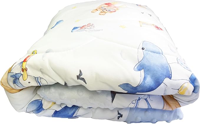 Cuite Pumpkin Baby Toddler Bed Comforter, Down Alternative Toddler Comforter All Season,Quilted Toddler Blanket for Daycare,Baby Crib Quilt for Boys and Girls,(47x 59 Blue)
