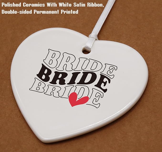 Heart Shaped Christmas Ornament-Engagement Gift for Bride to Be-Newly Engaged Future Mrs Keepsake-Bridal Shower or Bachelorette Party Present for Women Wedding Celebration Ornament