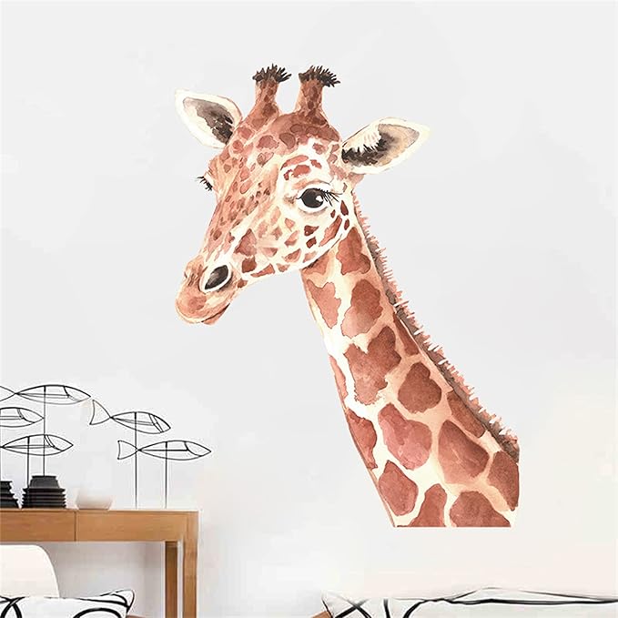 ROFARSO Lifelike Lovely Cute Giraffe Animal Vinyl Wall Stickers Removable Wall Decals Art Decorations Decor for Nursery Baby Bedroom Playroom Living Room Murals