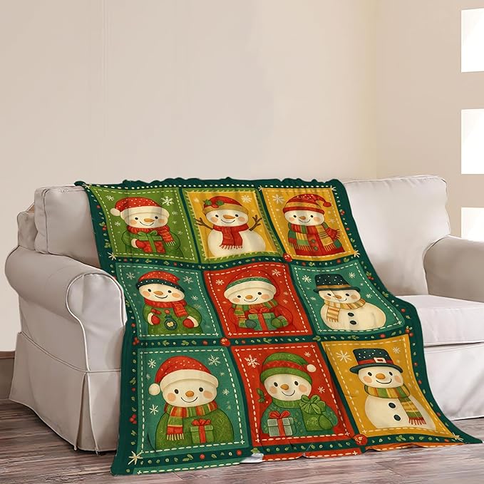 Snowman Blanket Cute Christmas Snowman Winter Fuzzy Plush Super Fleece Plush Soft Cozy Warm Stuff Bedding Toddler Nursery Baby Blankets Gifts for Boys Girls Kids Adult Men Women 50"X60"