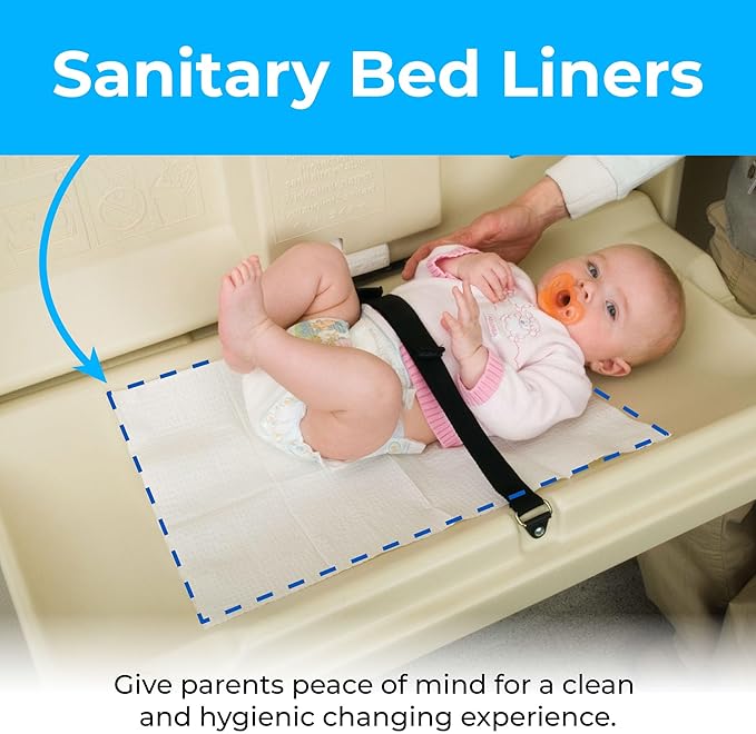 KoalaKare Sanitary Bed Liners for Baby Changing Stations – 3-Ply Biodegradable, Moisture-Resistant Quilted Liners, Eco-Friendly - 500 Liners (Model KB150-99)