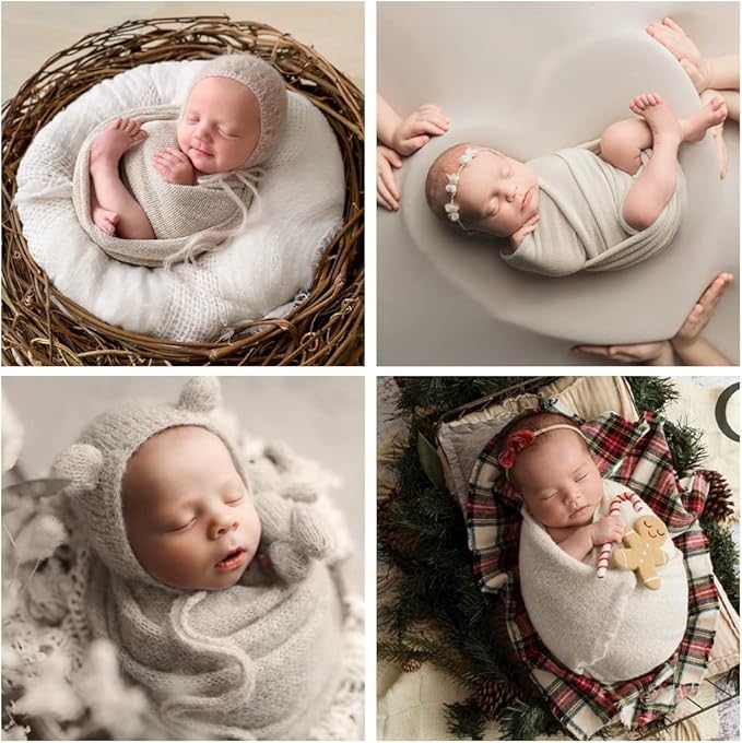 Newborn Posing Wrap Newborn Photography Props Soft Stretch Knit Blanket Handmade Wrap for Baby Boys Girls Photoshoot