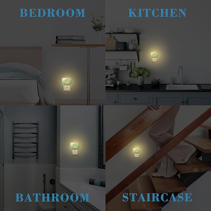 Glowing Jellyfish in Deep Sea Night Light for Kids Girls Boys, Jellyfish LED Night Light Plug into Wall with Dusk to Dawn Sensor for Room, Hallway, Kitchen, Bathroom, Stairs Decor