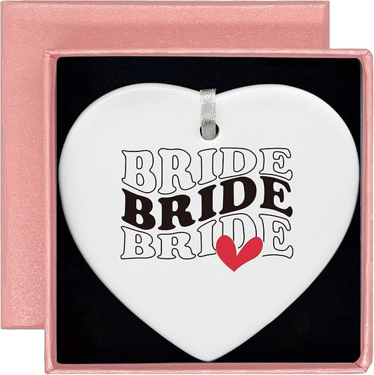 Heart Shaped Christmas Ornament-Engagement Gift for Bride to Be-Newly Engaged Future Mrs Keepsake-Bridal Shower or Bachelorette Party Present for Women Wedding Celebration Ornament