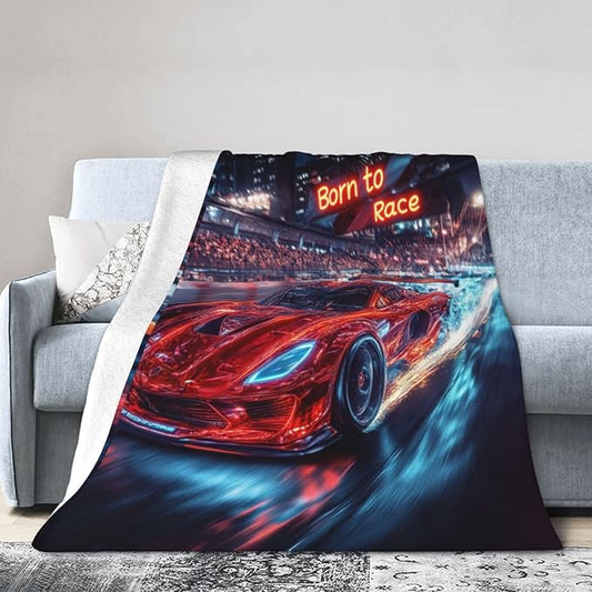 Car Blanket Cars Decor Throw Blanket Super Soft Flannel Lightweight Fluffy Plush Cozy Fuzzy Fleece Racing Lover Gifts Blanket for Kids Boys Adults Man for Bed Sofa 50"X60"