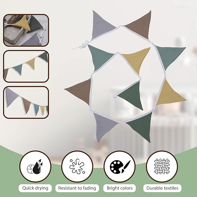 Pennant Banner Flags,Infant and toddler room decoration pennant,for Nursery Decor Baby Birthday Boho Wedding Shower Party Event (Colorful triangular flag banner94)