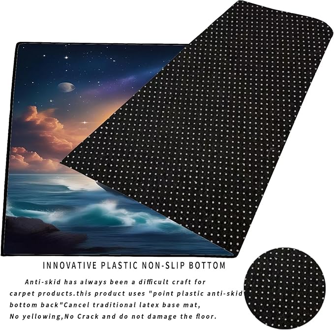 5' x 7' Nautical Ship Rug for Kids Room Galaxy Ferry Boat Rugs for Boys Bedroom Ocean Cloud Carpet Sun Planet Printed Throw Rugs for Teens Living Room,150x210cm