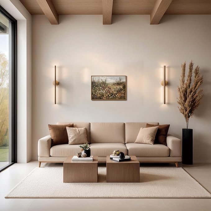 OIQArtOIQ Vintage Wildflowers Landscape Wall Art Framed Floral Natural Scenery Oil Painting Canvas Prints Country Farmhouse Fall Decor Pictures Kitchen Bedroom Living Room Bathroom